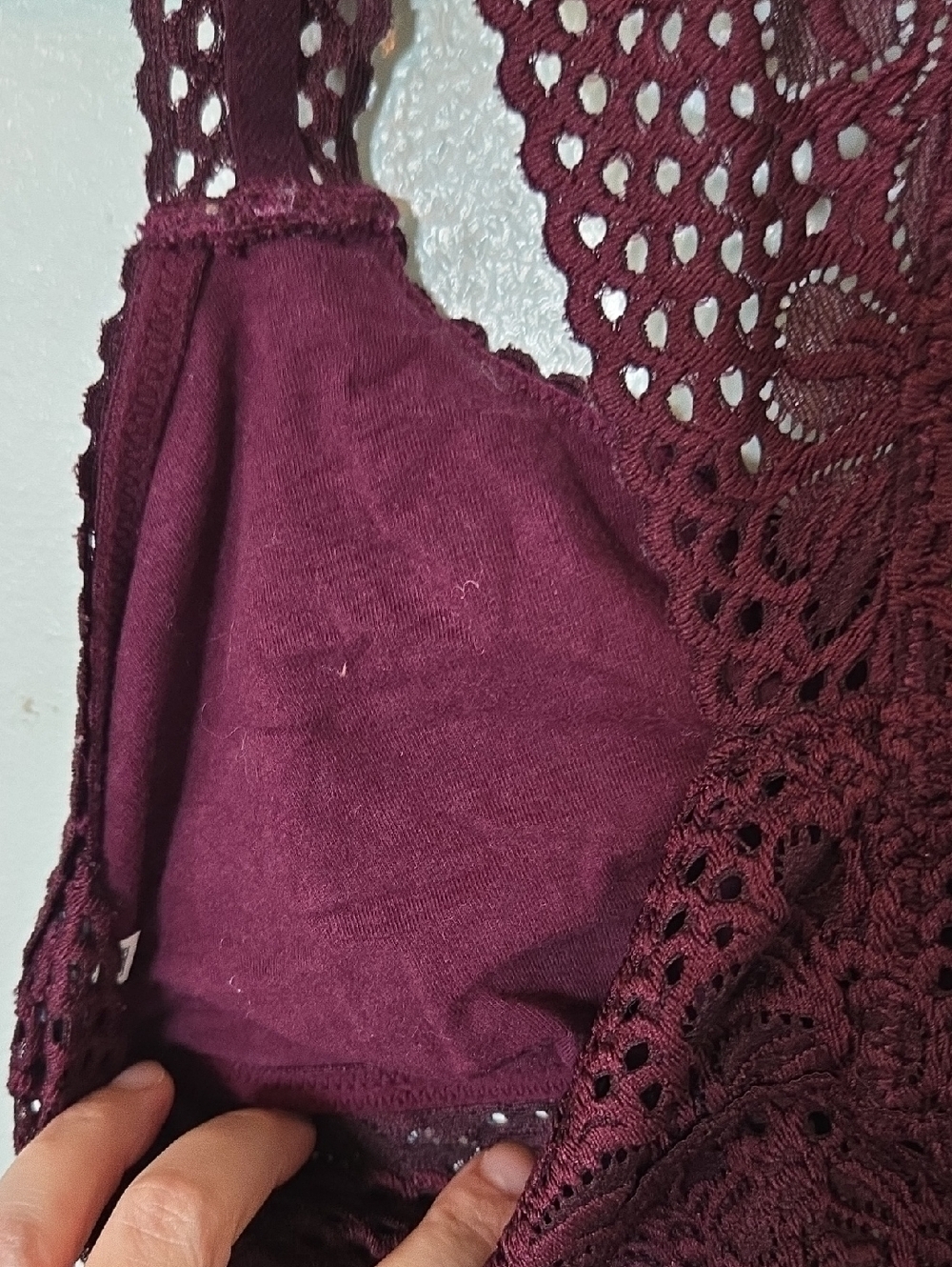Aerie | Burgundy Lace Racerback Bralette Size Large - Picture 5 of 6